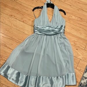 Elegant Halter Wedding Dress with scarf in Light Blue